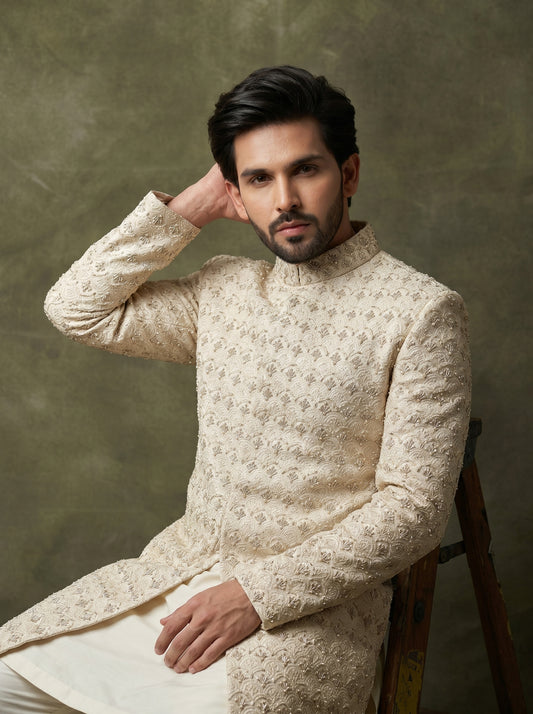 Men's Luxury Ivory Embroidered Sherwani