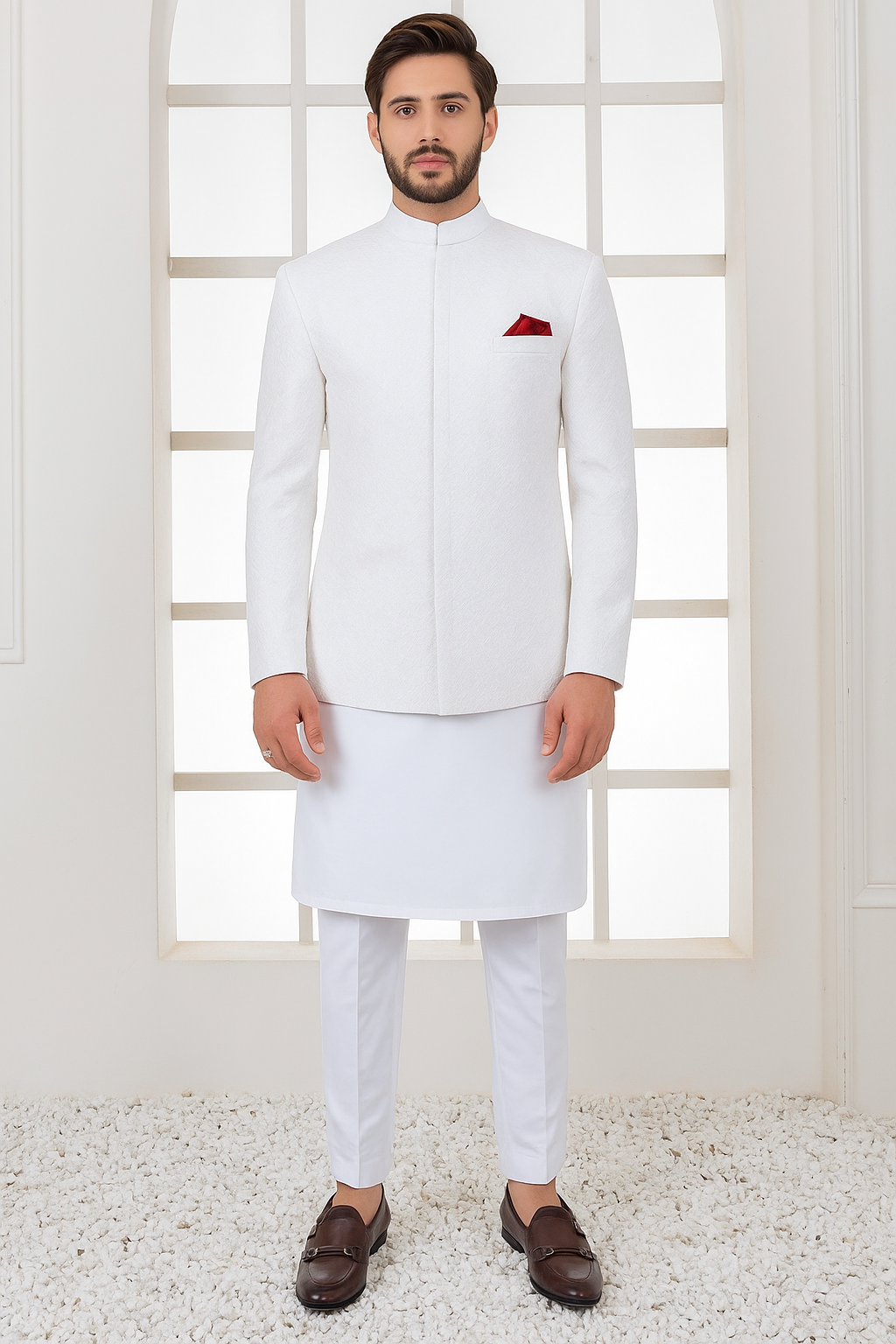 Embroided White Prince Coat