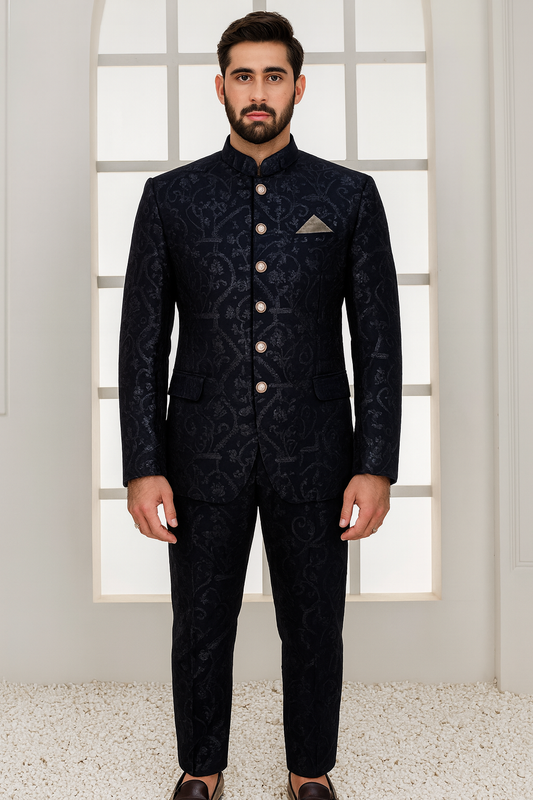 Black Embroidery Prince Coat