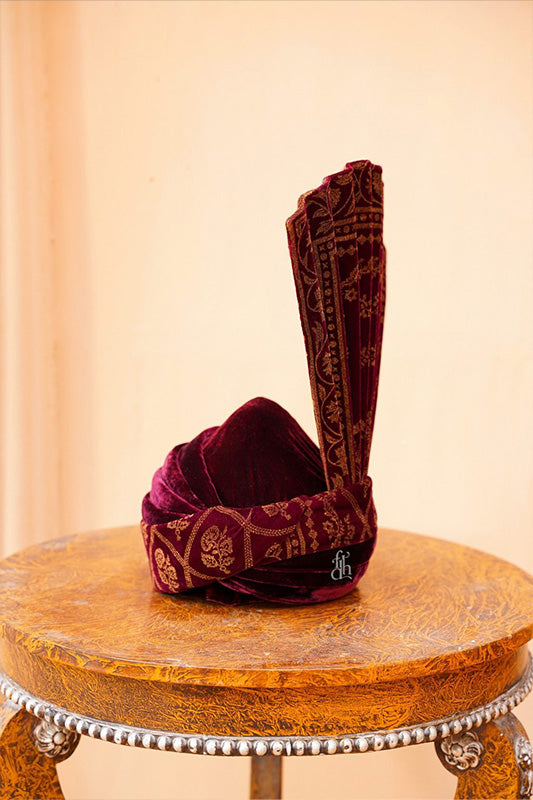 Maroon Velvet Turban