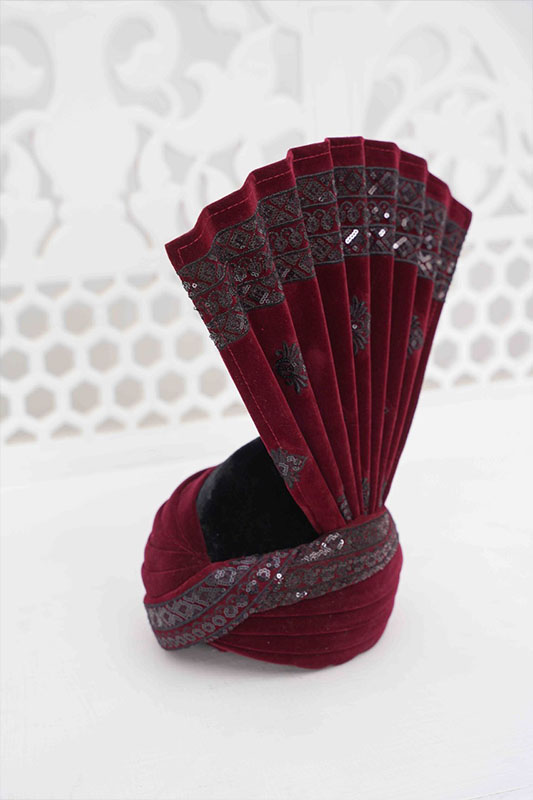 Dark Maroon Velvet Turban
