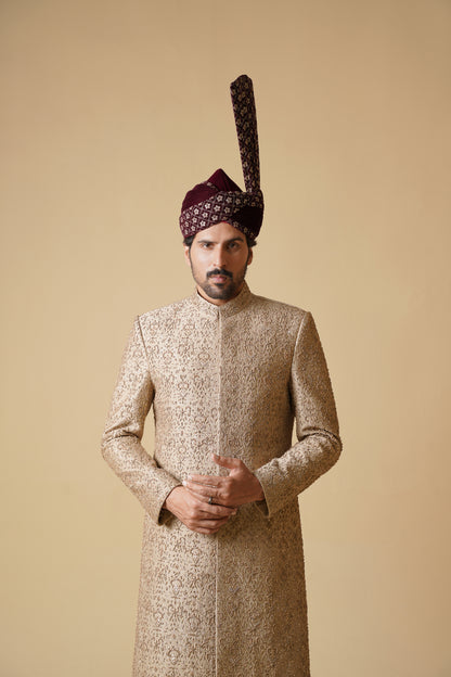 Hand Made Golden Sherwani