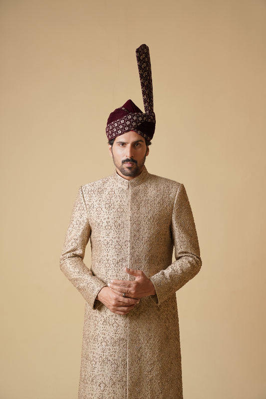 Hand Made Golden Sherwani