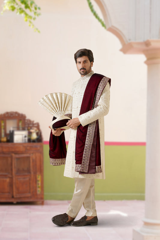 White Handmade Sherwani