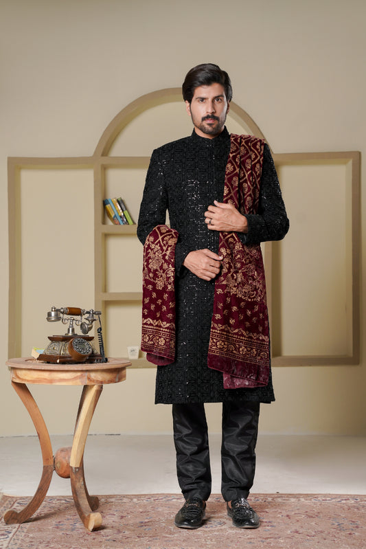 Black Handmade Sherwani