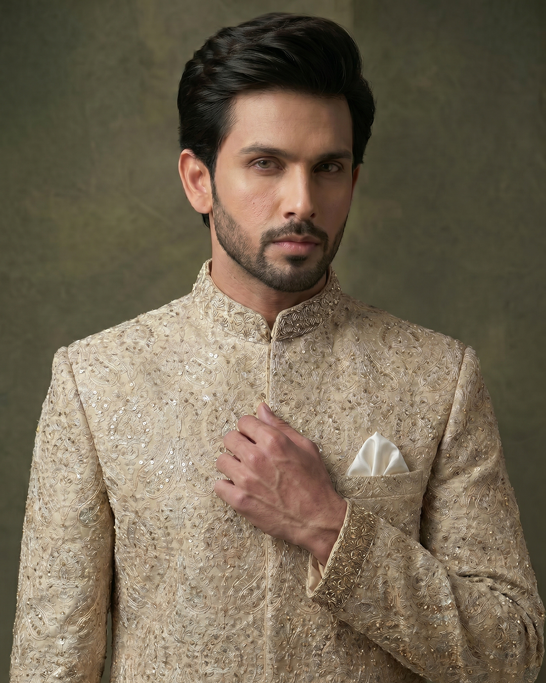 Royal Crest Champagne Sherwani