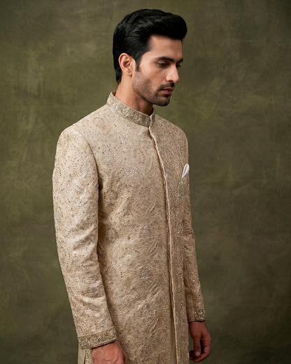 Royal Crest Champagne Sherwani