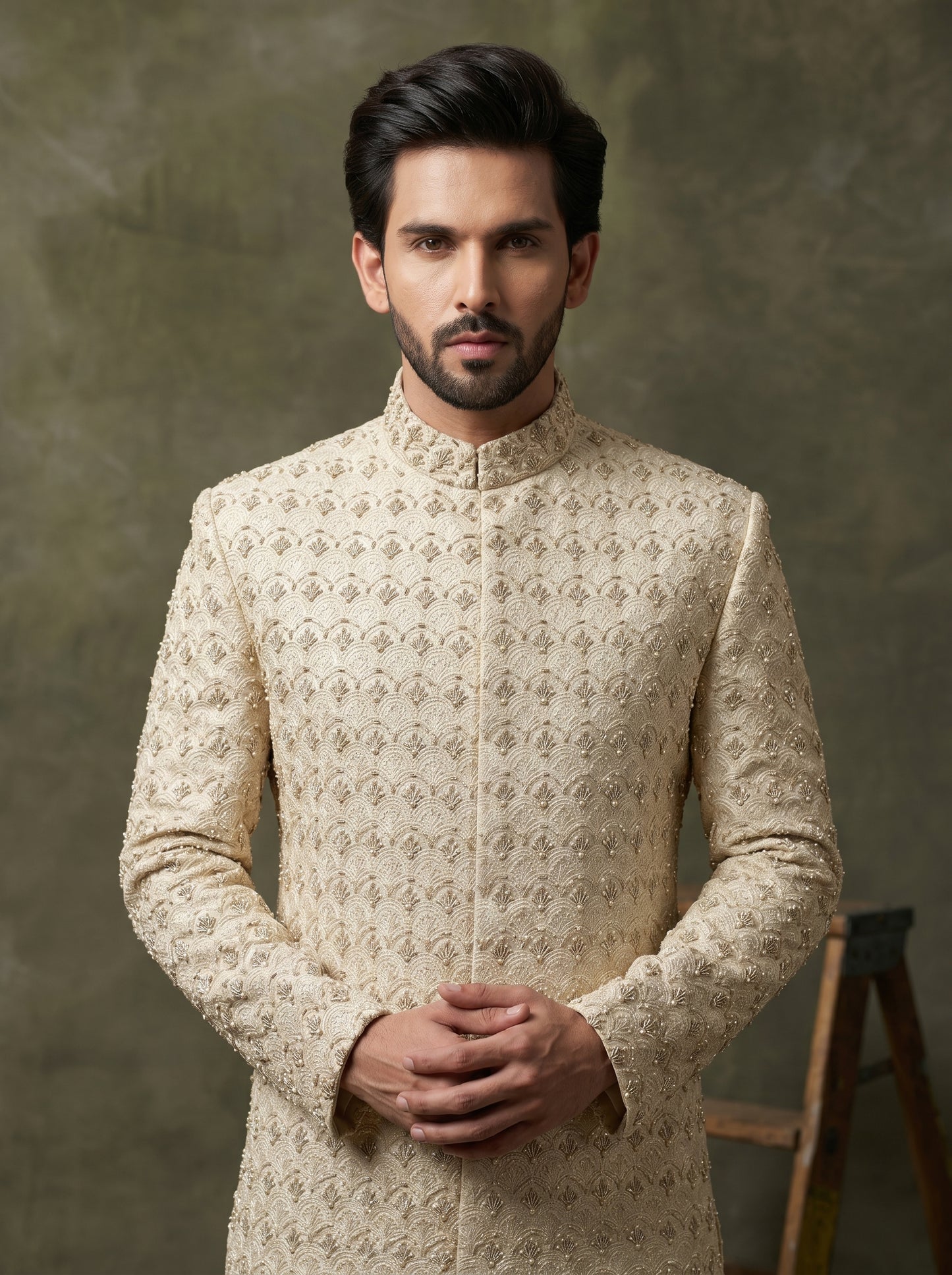 Men's Luxury Ivory Embroidered Sherwani