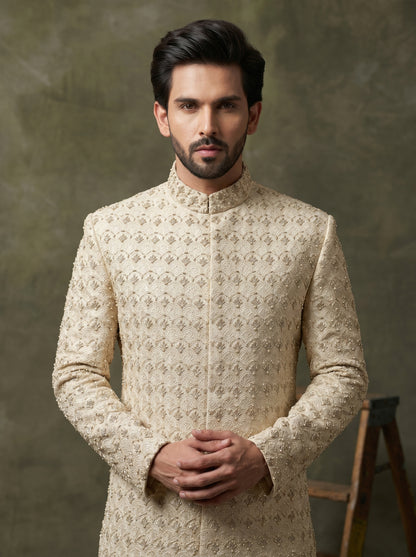 Men's Luxury Ivory Embroidered Sherwani