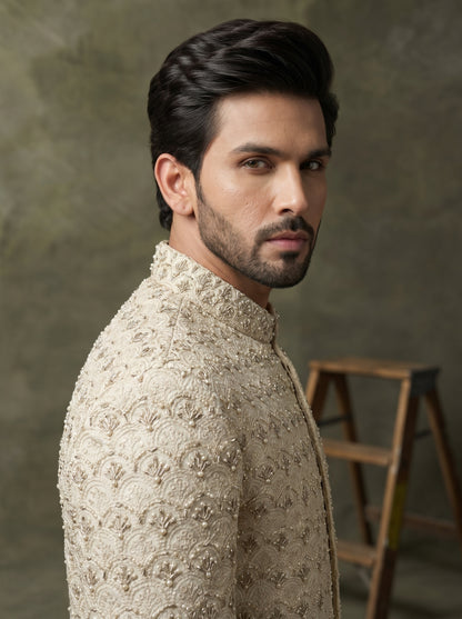 Men's Luxury Ivory Embroidered Sherwani