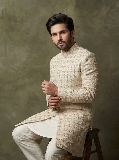 Men's Luxury Ivory Embroidered Sherwani