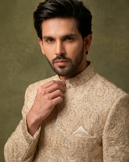 Royal Crest Champagne Sherwani