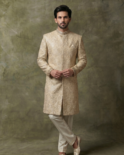 Royal Crest Champagne Sherwani