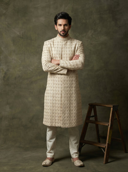 Men's Luxury Ivory Embroidered Sherwani
