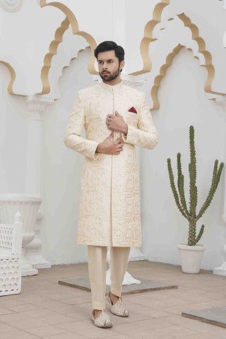Royal Ivory Sherwani – Timeless Elegance for the Modern Groom