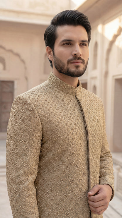 Luxury Antique Golden Sherwani for Men