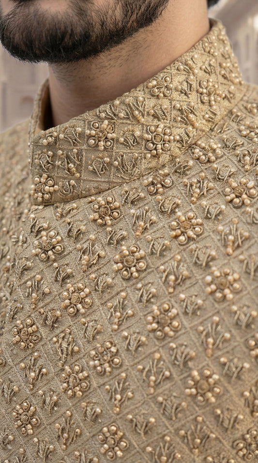 Luxury Antique Golden Sherwani for Men
