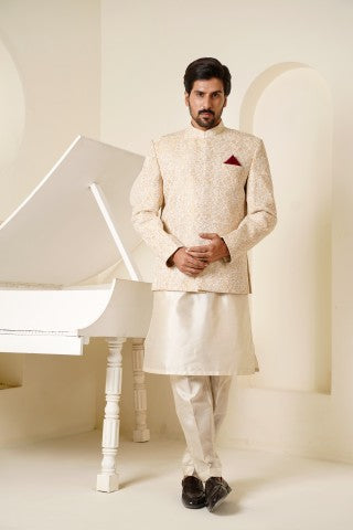 Ivory Embroidered Prince Coat