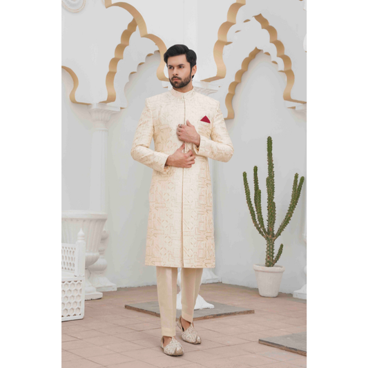 Royal Ivory Sherwani – Timeless Elegance for the Modern Groom