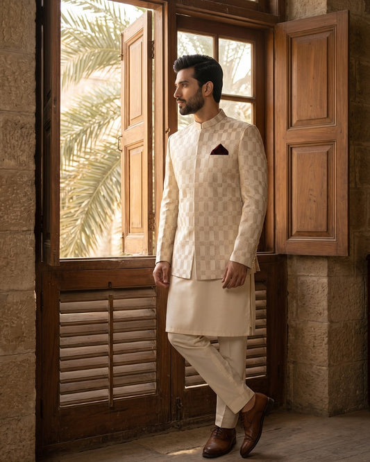 Luxury Ivory Prince Coat Timeless Elegance for Special Occasions