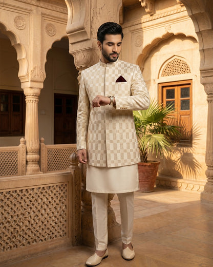Luxury Ivory Prince Coat Timeless Elegance for Special Occasions