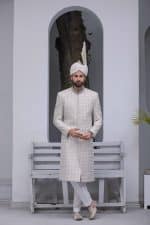 light grey sherwani for groom