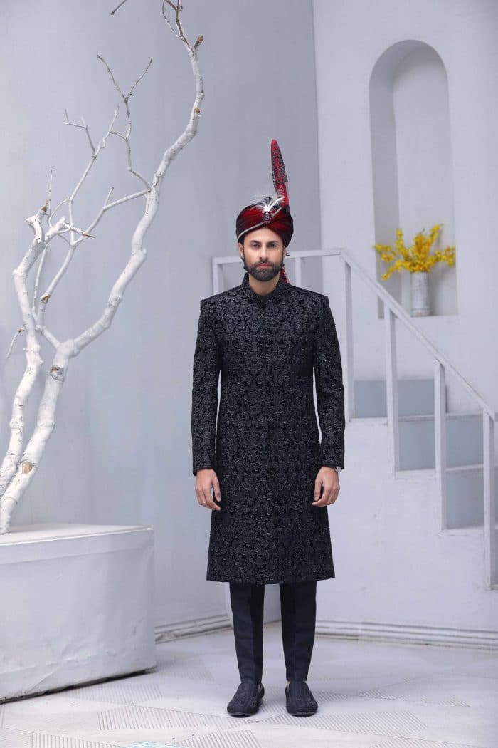 classic black embroidered sherwani 2026