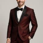Luxury maroon suit for groom with handmade embroidery