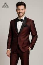 Luxury maroon suit for groom with handmade embroidery
