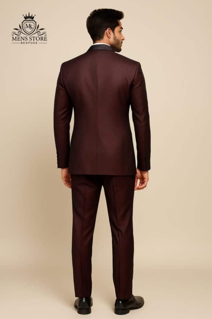 Luxury Mahroon Suit – 2 Button Handmade Embroidery (ds 3) - Image 2