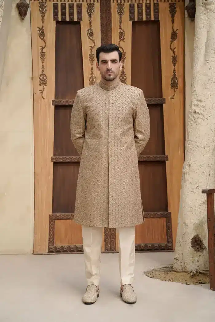 Timeless Beige Groom Sherwani  (S 17 ) - Image 3