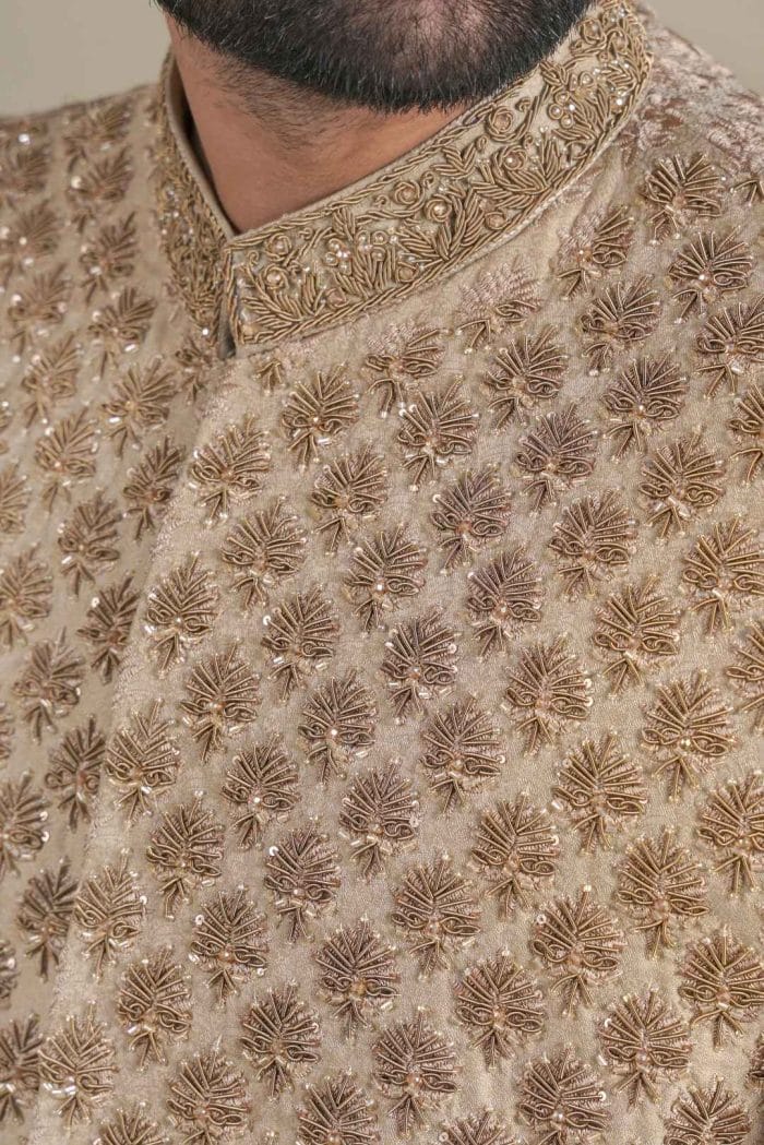 Luxury Beach Sherwani | Hand-Embroidered Groom Wedding Attire (S 26) - Image 3