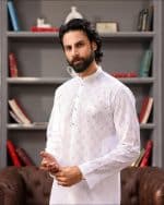 Designer White Kurta for Men - Image 3