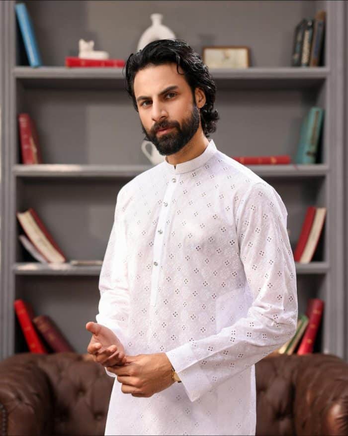 Designer White Kurta for Men - Image 3