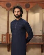 Dark Blue Embroidered Kurta