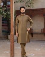 Olive embroidered kurta for men premium festive wear