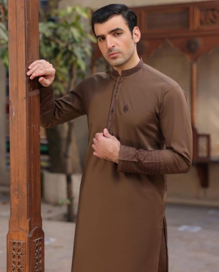 Dark brown premium kurta for men