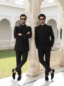 Step into timeless elegance with this luxurious black prince coat crafted from premium Tropical fabric. Designed for modern gentlemen who appreciate royal fashion,