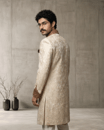 Luxury Jamawar Sherwani 2026 – Handmade Embroidery & Embroidered Buttons (S-28) - Image 3