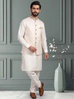 Jamawar Waistcoat Stunning Handmade Embroidered Men’s Waistcoat (W-26) - Image 3