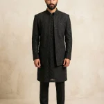 Make a sophisticated statement with this Black Prince Coat, designed for men who prefer modern elegance with a traditional touch.