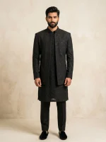 Make a sophisticated statement with this Black Prince Coat, designed for men who prefer modern elegance with a traditional touch.