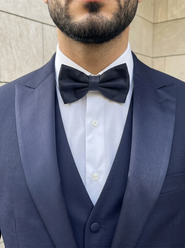 Designer Suit Premium Navy Blue 3 Piece Peak Lapel Suit (PC-07) - Image 2