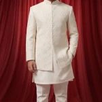 Boys Prince Coat Off White Embroidered Wedding Dress