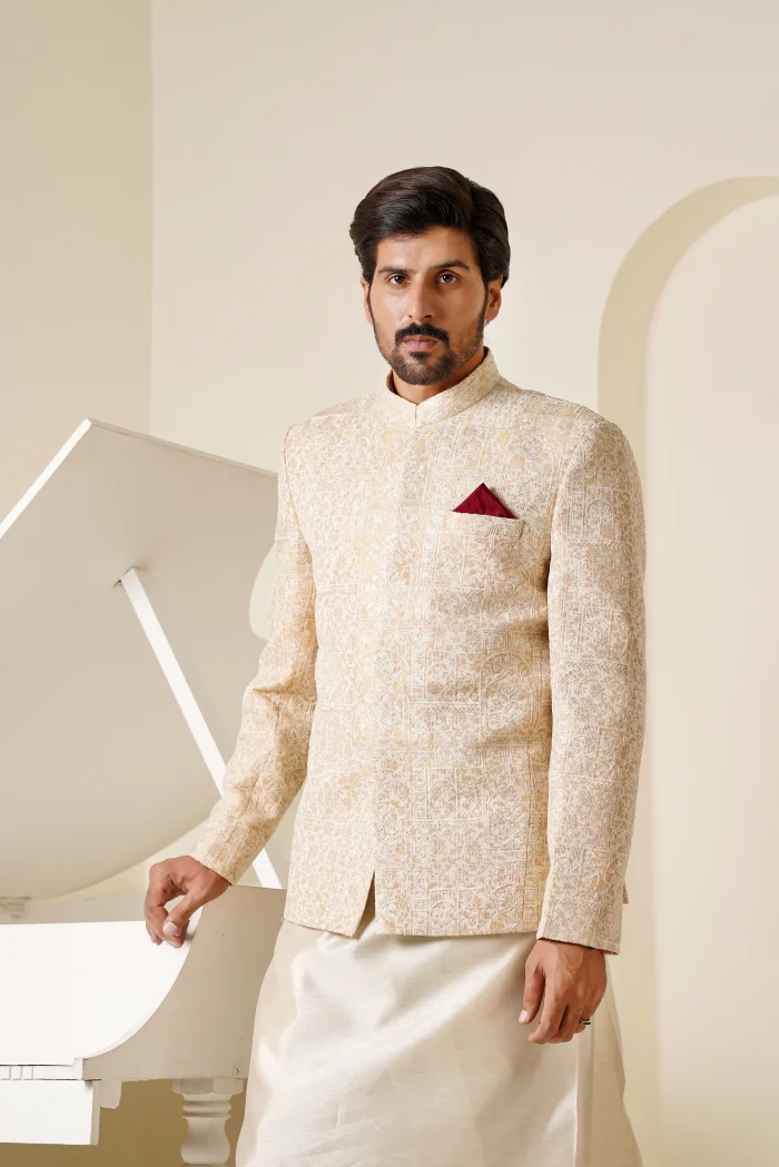 Off White Prince Coat – Premium Digital Thread Embroidery